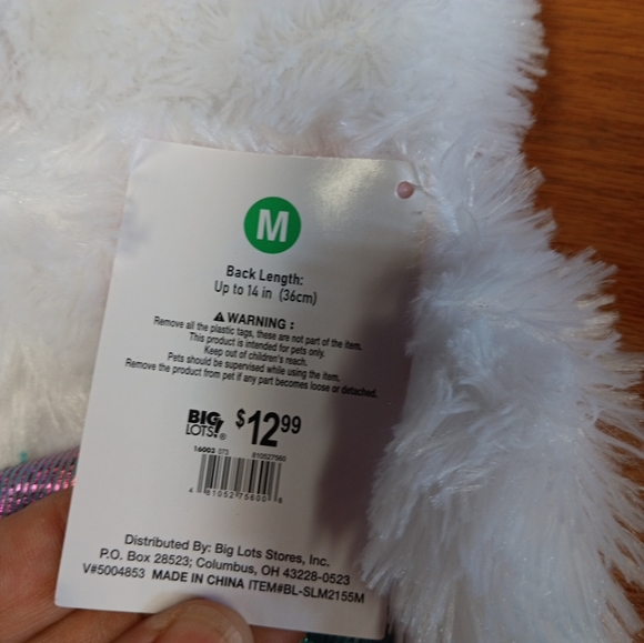 Rainbow Unicorn Hooded White Plush  Pet Dog Costume Medium - Picture 4 of 8